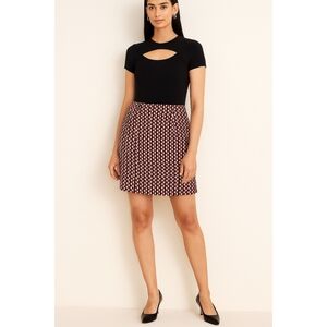 EUC Ann Taylor Womens Silk Red and White Lined Mini Pencil Skirt Size 6 Woven